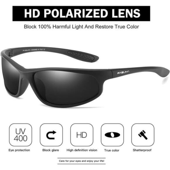 Polarized Sports Sunglasses For Men Cycling Driving Fishing 100% UV Protection - Picture 2 of 8